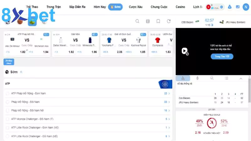 Sảnh thể thao 8xbet có gì đặc biệt?