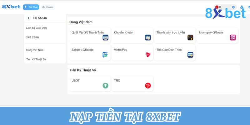 Nạp tiền để trải nghiệm game bài tá lả đầy kịch tính tại 8xbet